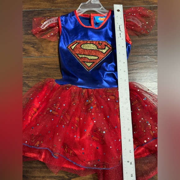 DC Comic Superwoman Tutu Dress Toddler 4 XS Glittery Polka Dot Like New - Picture 6 of 7